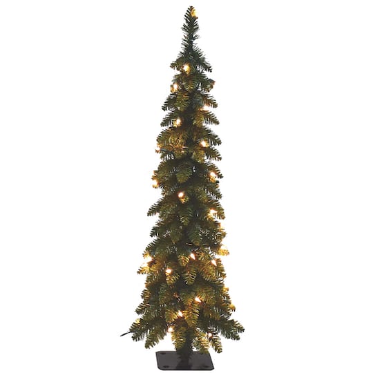 4ft. Pre-Lit Artificial Pencil Christmas Tree, Clear Lights